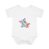Baby Bodysuit — Cute Cartoon Kitten & Mouse Infant Onesie