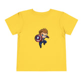 Toddler Tee — Cute Superhero Boy with Shield Graphic