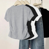 Womens Sweet-Style T-Shirt With Adorable Cartoon Cat Print