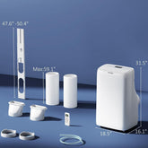 14000 BTU Portable Air Conditioner, Inverter & Dual Hose AC Unit W Cool, Dehumidifier, Fan, For 700 Sq. Ft, Window Kit