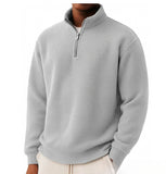 Mens Loose-fitting Casual Long-sleeve Pullover With A Zipper