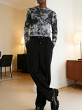 Black & White Classical Painting Print Slim-Fit Long-Sleeve Top
