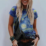 Women's Loose And Casual Fashion Fresh Print T-shirt