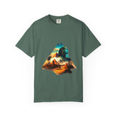 Mountain Lion Double-Exposure T-Shirt — Sunset Desert Landscape Tee