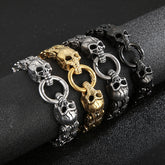 Chain-Patterned Skull Titanium Steel Mens Bracelet