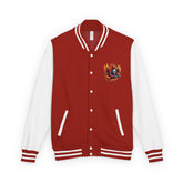 Ember Dragon Letterman Jacket — Red Varsity Bomber with Flame Crest