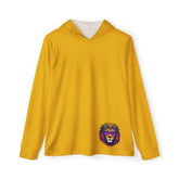 Gold Athletic Hoodie with Colorful Lion Graphic — Men's Warmup Pullover