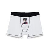 Men's Boxer Briefs — Minimal White AOP Underwear with Black Waistband