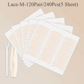 240Pcs Invisible Double Fold Eyelid Tape Sticker Lace Nature Clear Beige Stripe Self-Adhesive Natural Eye Makeup with Tools