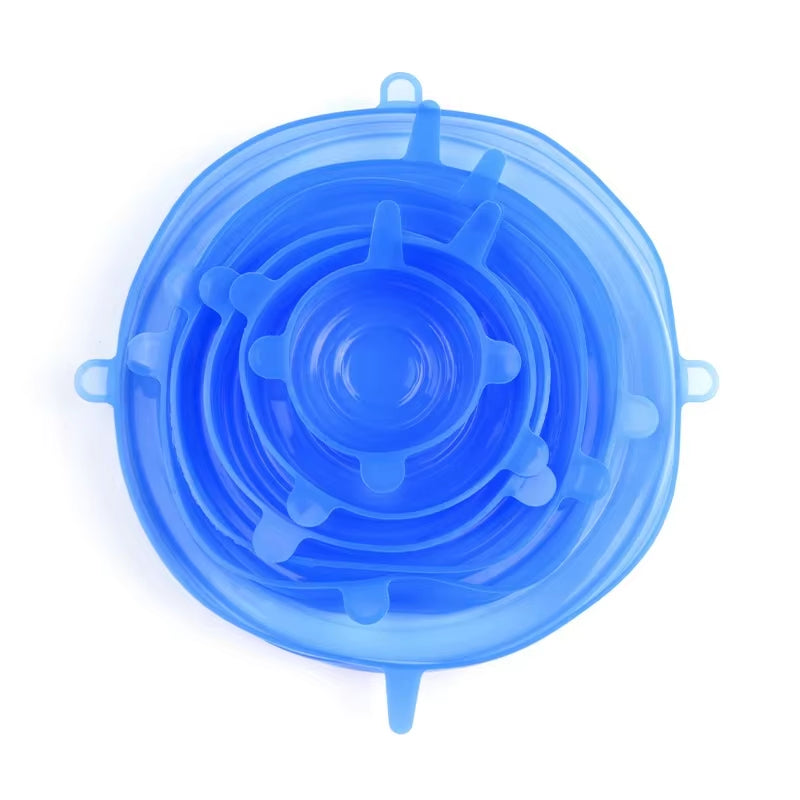 6Pcs Silicone Stretch Lids, Food Bowl Covers, Reusable Food Saving Covers, Retractable Multifunctional Fresh-Keeping Lid