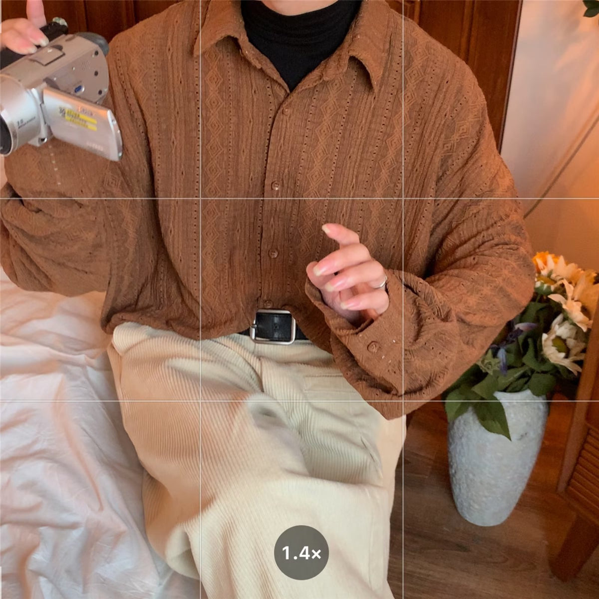 Mens HollowedOut Jacquard Shirt