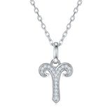12 Zodiac Signs - Aries, Set With Top-quality Moissanite, Luxurious And Fashionable Light Luxury Trend Jewelry, Silver Necklace, Pendant S925, Silver-plated Platinum