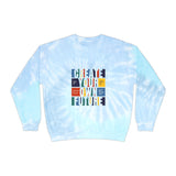 Tie-Dye Sweatshirt — Light Blue Spiral Crewneck with "Altura Global" Logo