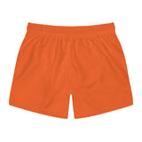 Men's Orange Swim Trunks with Sunset Cityscape Graphic