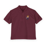 Kids Polo Shirt — Cute Superhero Boy with Shield Chest Embroidered Design