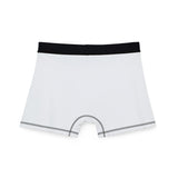 Men's Boxer Briefs — Minimal White AOP Underwear with Black Waistband