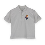 Kids Polo Shirt — Cute Superhero Boy with Shield Chest Embroidered Design