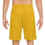 Be Bold Basketball Shorts — Yellow Athletic AOP Shorts with 'Be Bold' Graphic