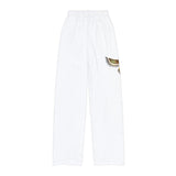 Kids Lounge Pants — White Athletic Relaxed Fit with 'Global' Logo