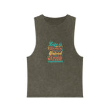 Stonewash Tank Top — Retro Quote “Life Is Not a Problem to Be Solved, A Reality to Be Experienced”