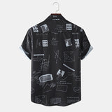Men'S Casual Shirts Graffiti Fashion Printed Short-Sleeved Shirts Men'S Lapel Shirts