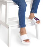 Youth White Slide Sandals — Removable Strap Casual Pool & Beach Slides