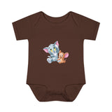 Baby Bodysuit — Cute Cartoon Kitten & Mouse Infant Onesie
