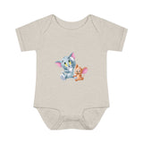 Baby Bodysuit — Cute Cartoon Kitten & Mouse Infant Onesie