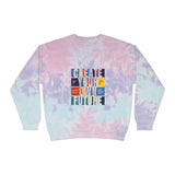 Tie-Dye Sweatshirt — Light Blue Spiral Crewneck with "Altura Global" Logo