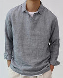 New Fashion Men's Pullover Shirt Solid Color Long Sleeve Lapel Oversize Casual Top Tee Summer Clothing For Men Shirts