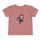 Toddler Tee — Cute Superhero Boy with Shield Graphic