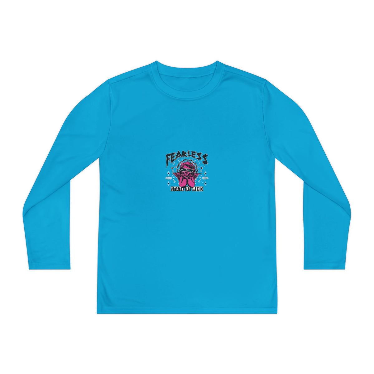 Youth Long Sleeve Tee - "Fearless Competitor" Pink Mascot Sports Shirt
