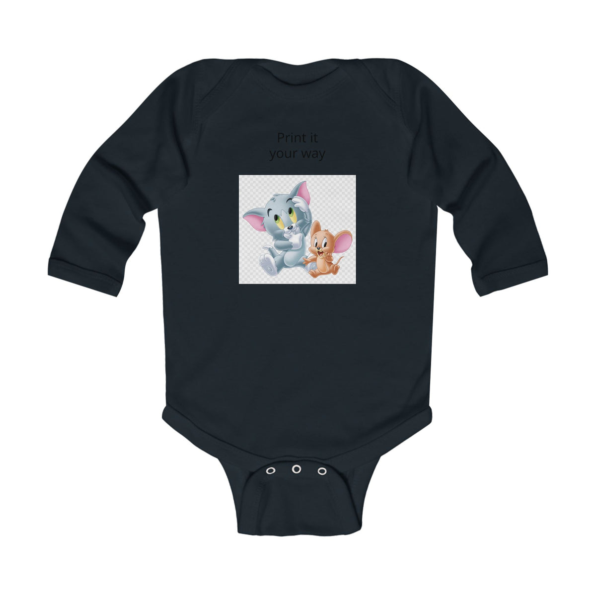 Infant Bodysuit — Cute Kitten & Mouse Graphic Long Sleeve Baby Onesie