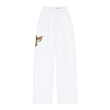Kids Lounge Pants — White Athletic Relaxed Fit with 'Global' Logo