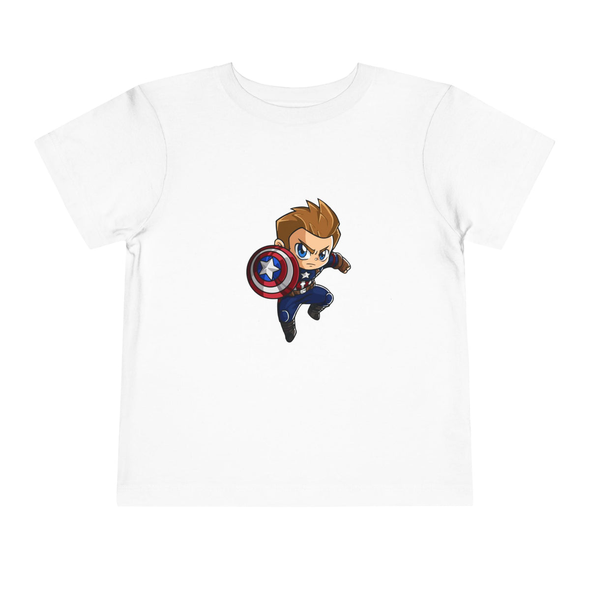 Toddler Tee — Cute Superhero Boy with Shield Graphic