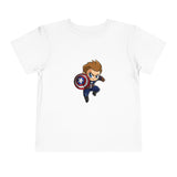 Toddler Tee — Cute Superhero Boy with Shield Graphic