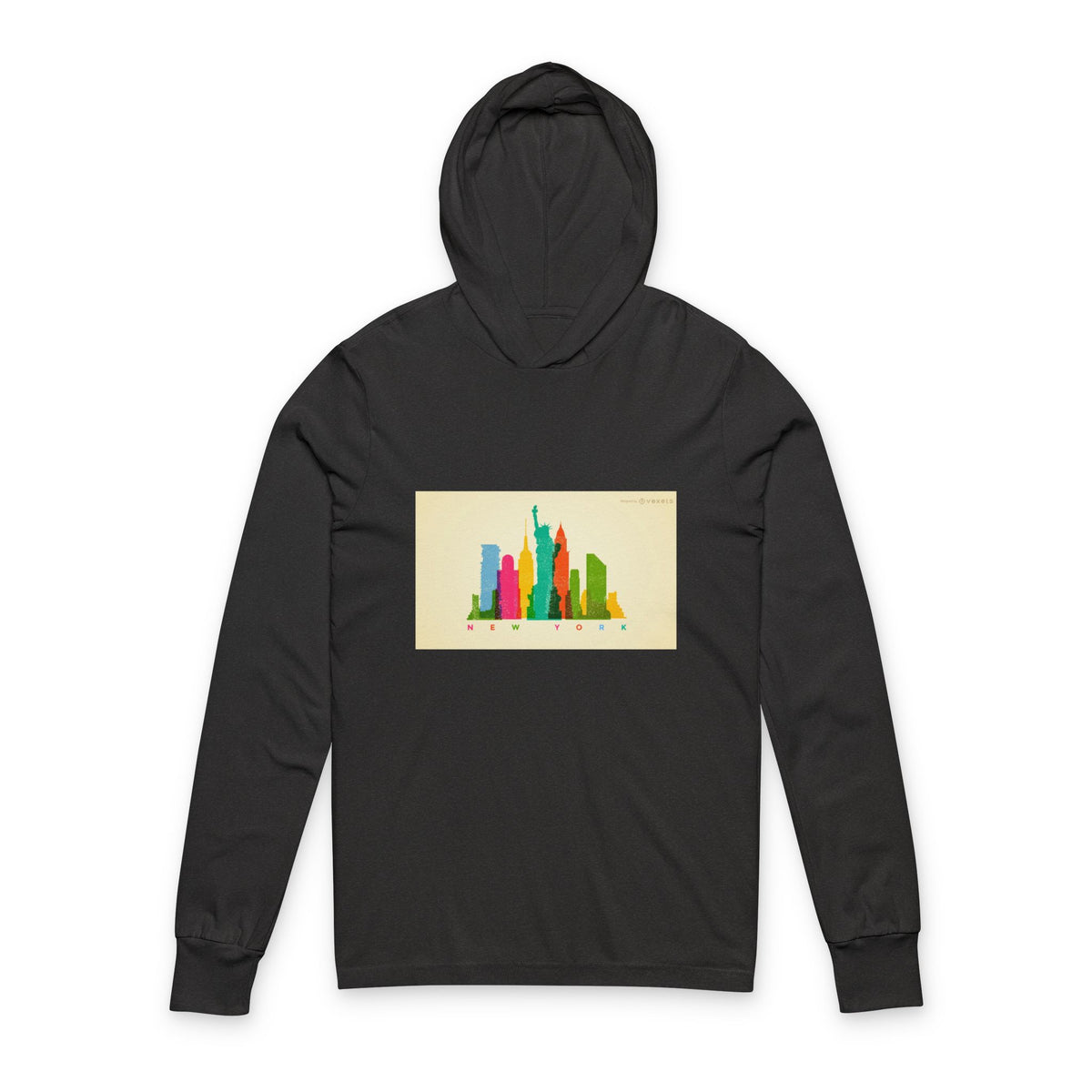 City Skyline Hoodie Tee — Colorful New York Skyline Graphic