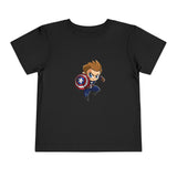 Toddler Tee — Cute Superhero Boy with Shield Graphic