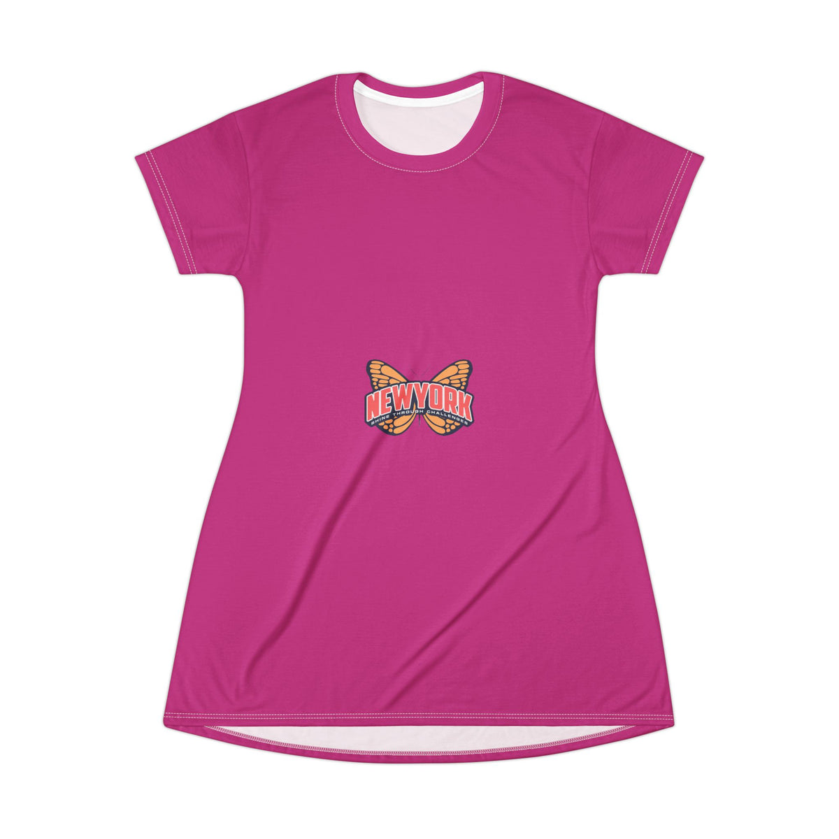 Pink Butterfly 'Be You' T-Shirt Dress – Casual Graphic AOP Summer Dress