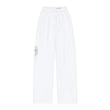 Kids Lounge Pants — White All-Over Print Cozy Track Pants with Small Side Logo