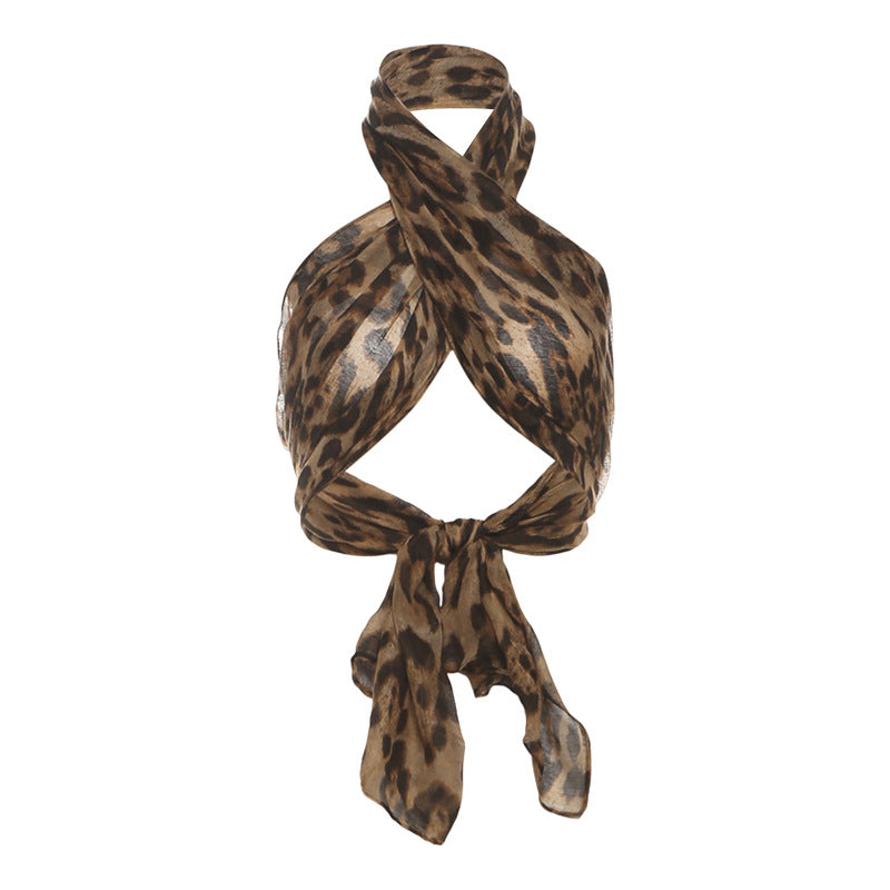 Womens Sexy Midriff-Baring Retro Street-Style Leopard-Print Halter Top