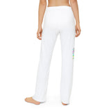 Kids Lounge Pants — White All-Over Print Cozy Track Pants with Small Side Logo