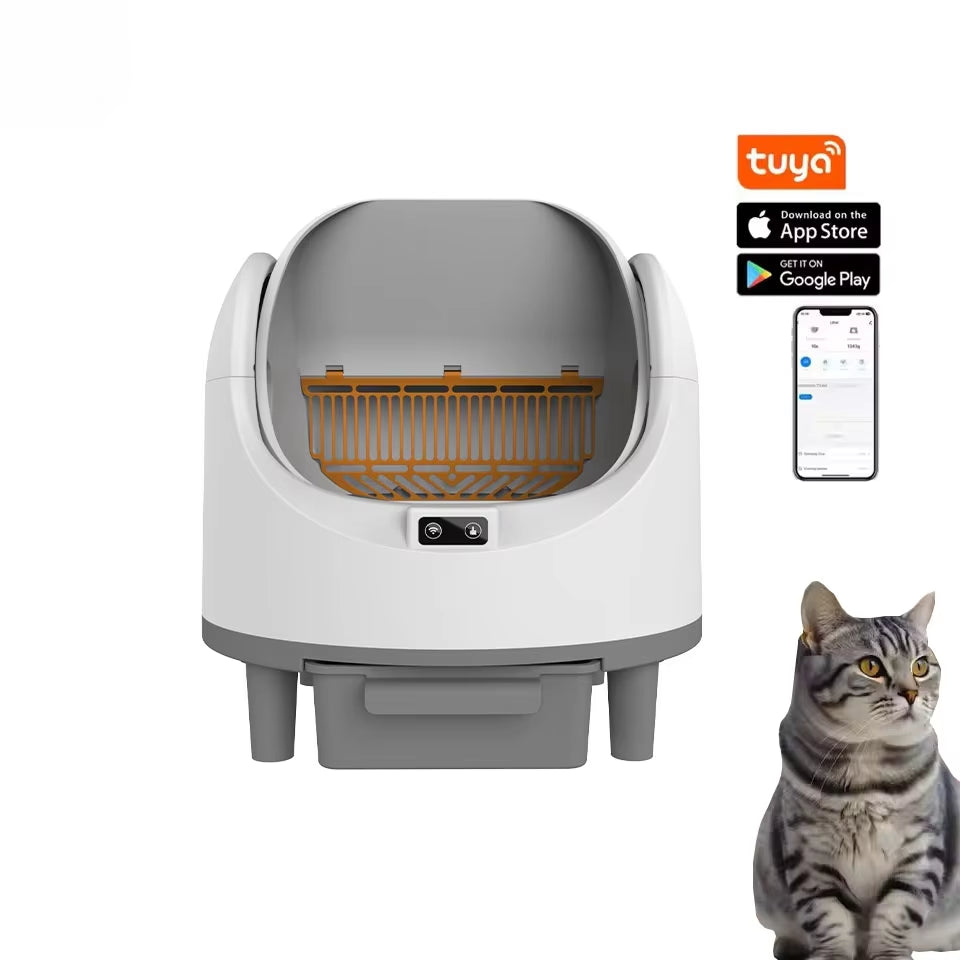 Tuya Wifi App-Control Automatic Cat Litter Box Oem Plastic Pet Product Self-Cleaning Cat Litter