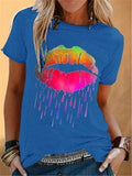 Sexy lips daisy print tops women's tops