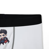 Men's Boxer Briefs — Minimal White AOP Underwear with Black Waistband