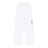 Kids Lounge Pants — White All-Over Print Cozy Track Pants with Small Side Logo