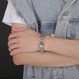 Chain-Patterned Skull Titanium Steel Mens Bracelet