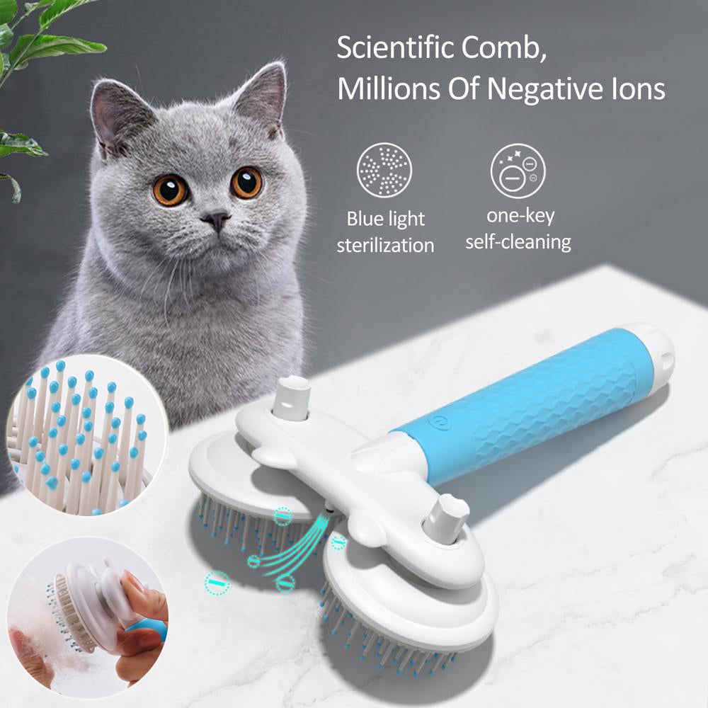 Pet Cat Brush Dog Slicker Brush Double-Headed Negative Ion One-Button Self Cleaning Dog Cat Hair Removal Pets Products