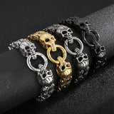 Chain-Patterned Skull Titanium Steel Mens Bracelet
