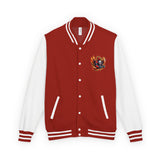 Ember Dragon Letterman Jacket — Red Varsity Bomber with Flame Crest